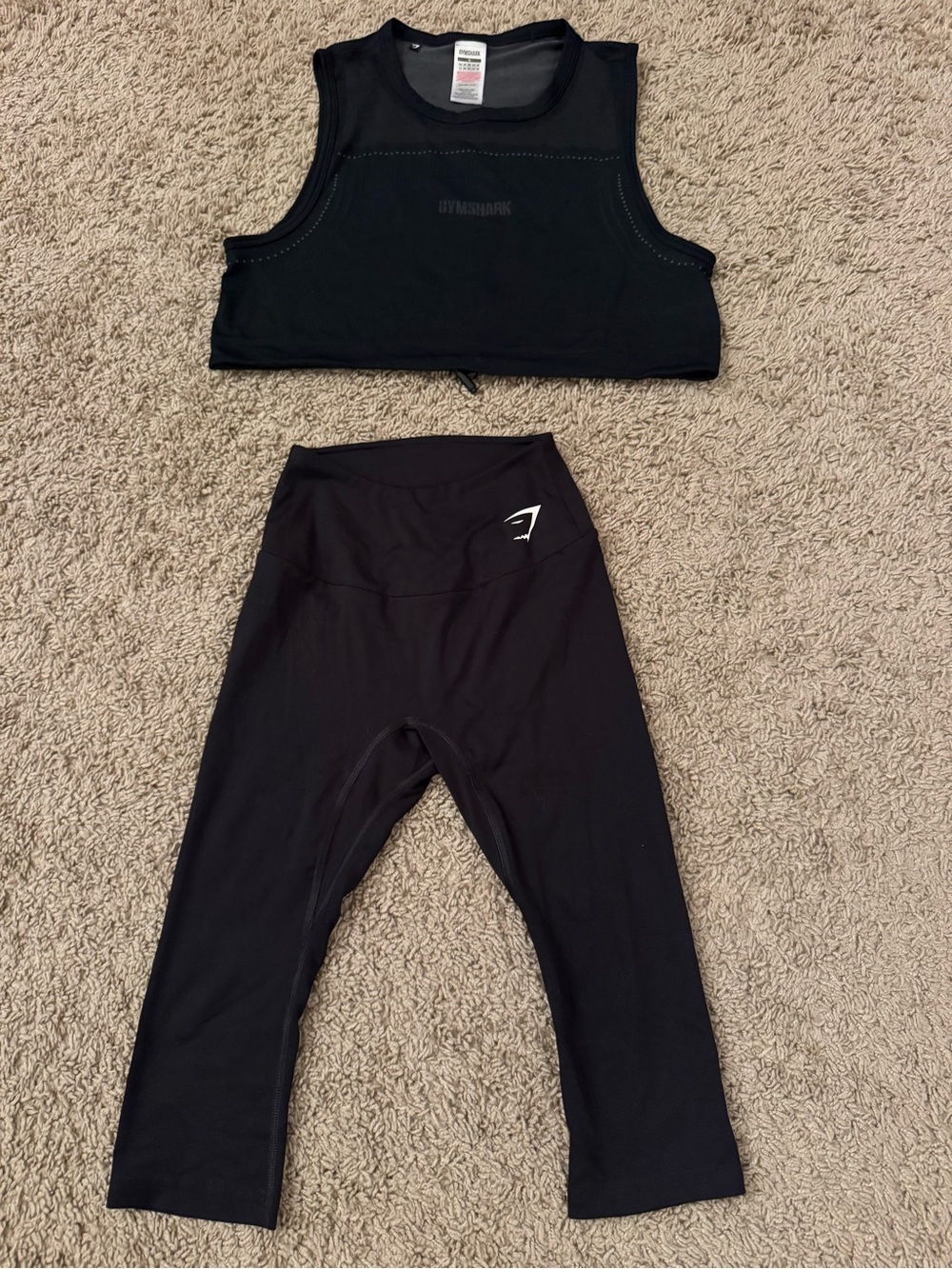 Gymshark Kids Black Crop Top and High-Waist Capris Set